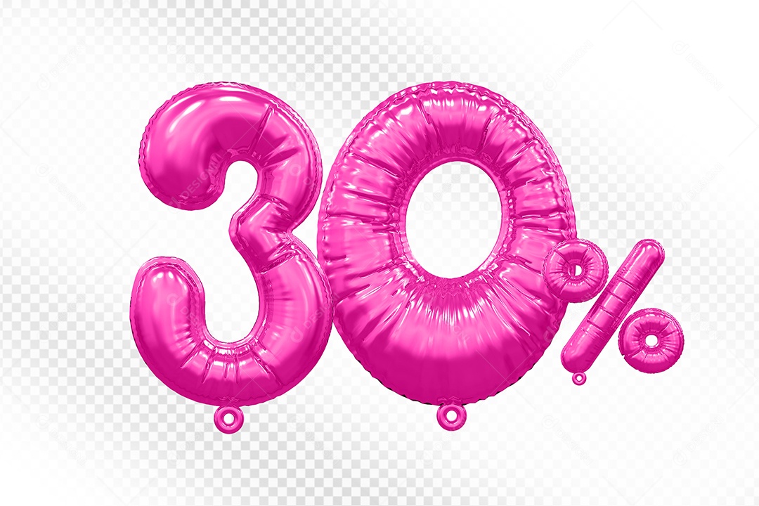 Balão Rosa 30% de Desconto Elemento 3D Para Composição PSD