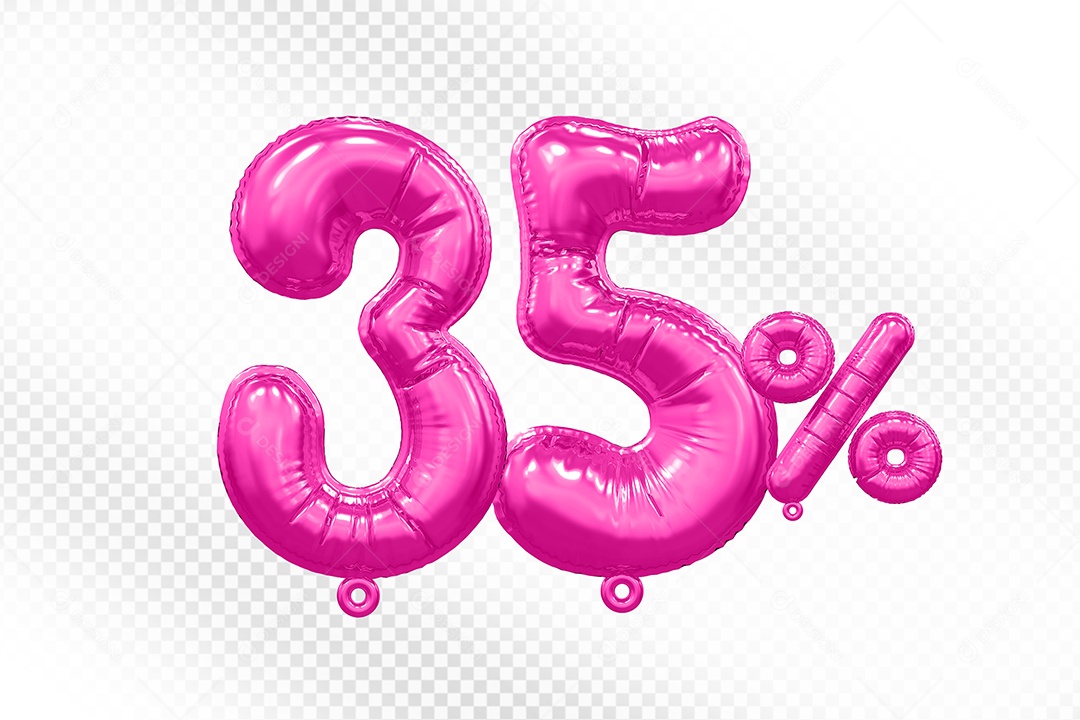 Balão Rosa 35% de Desconto Elemento 3D Para Composição PSD