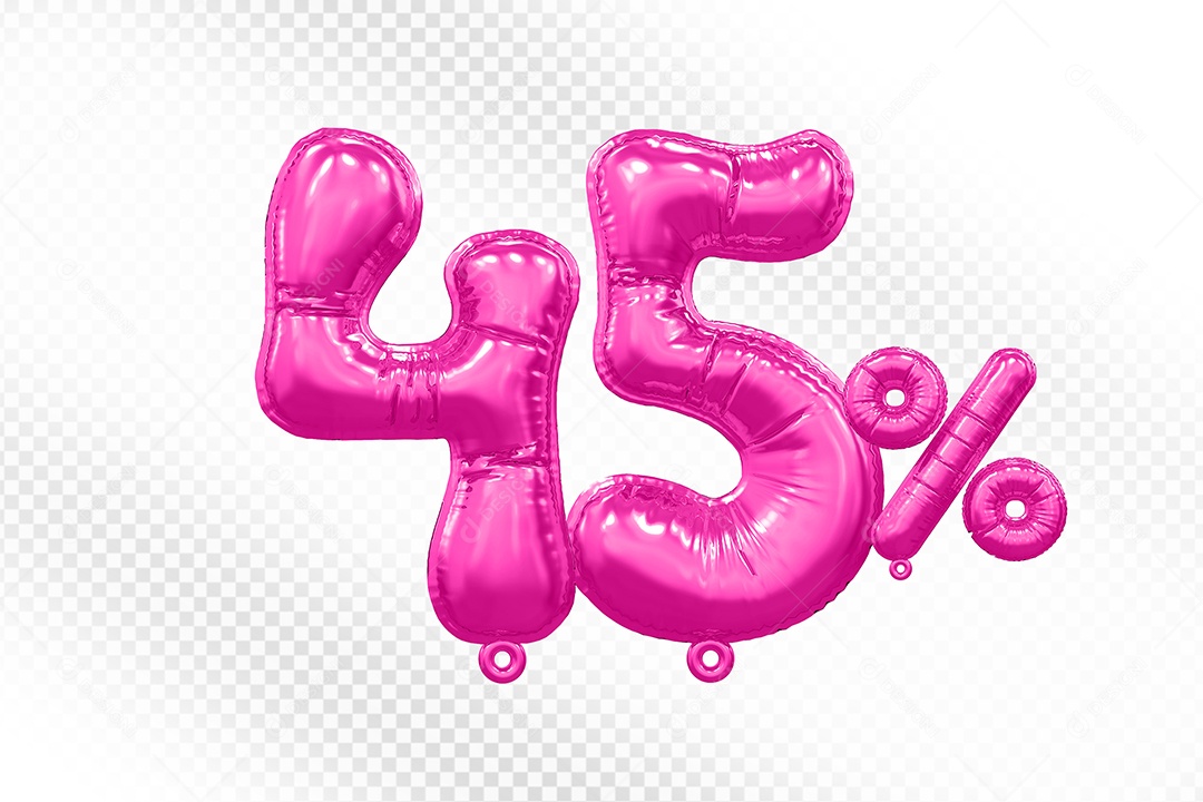Balão Rosa 45% de Desconto Elemento 3D Para Composição PSD