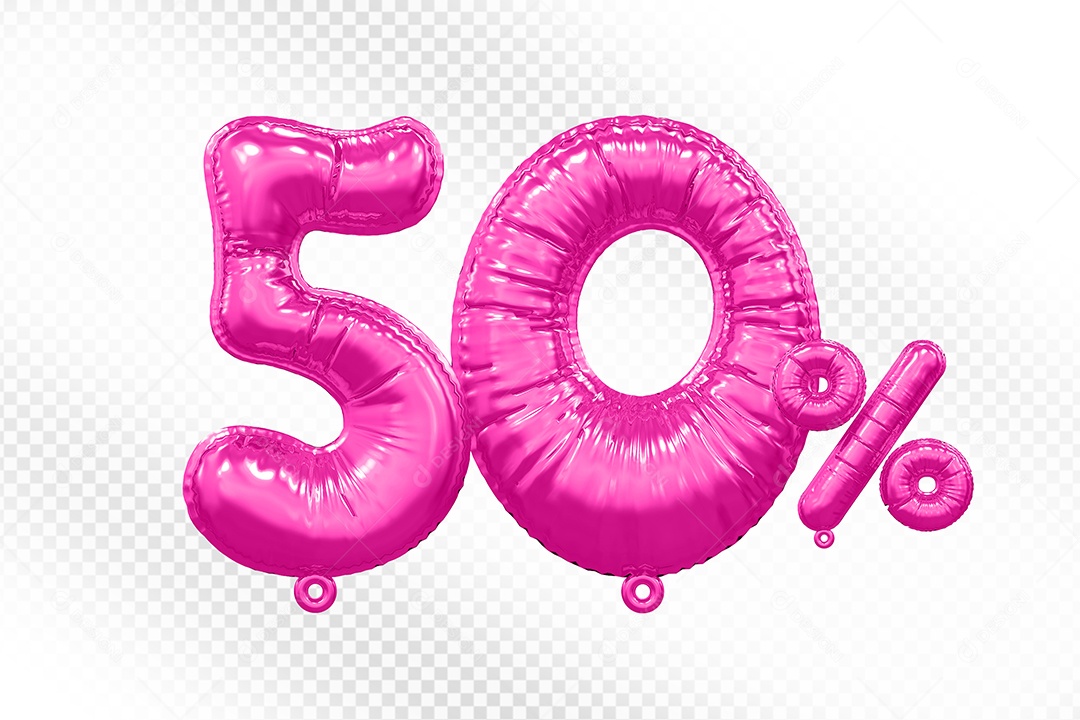 Balão Rosa 50% de Desconto Elemento 3D Para Composição PSD