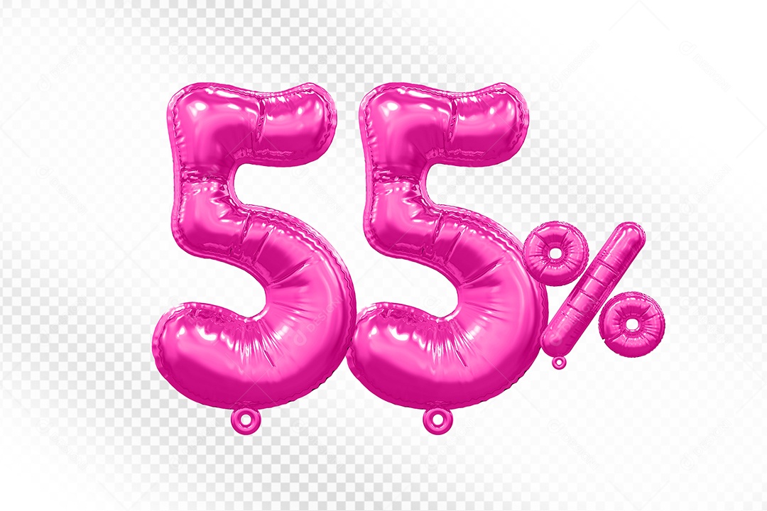 Balão Rosa 55% de Desconto Elemento 3D Para Composição PSD
