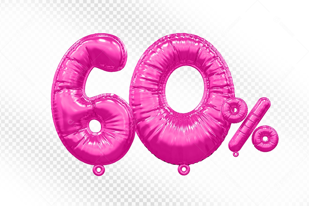 Balão Rosa 60% de Desconto Elemento 3D Para Composição PSD