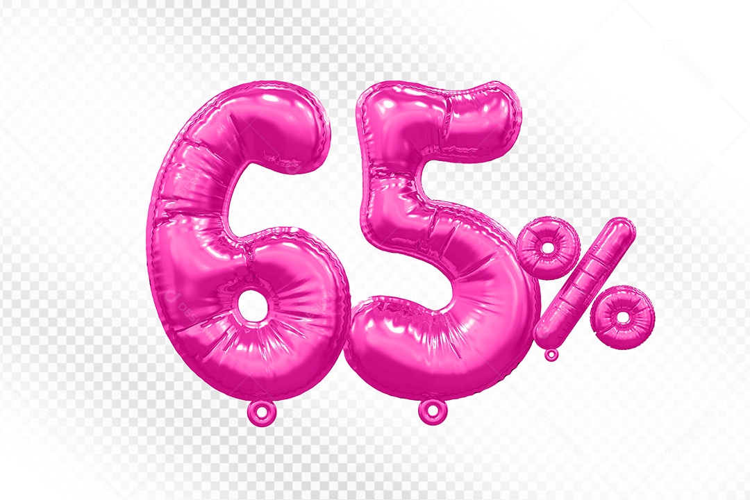 Balão Rosa 65% de Desconto Elemento 3D Para Composição PSD