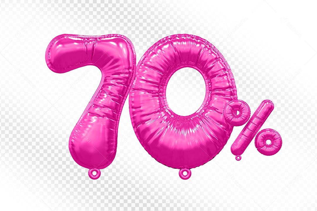 Balão Rosa 70% de Desconto Elemento 3D Para Composição PSD