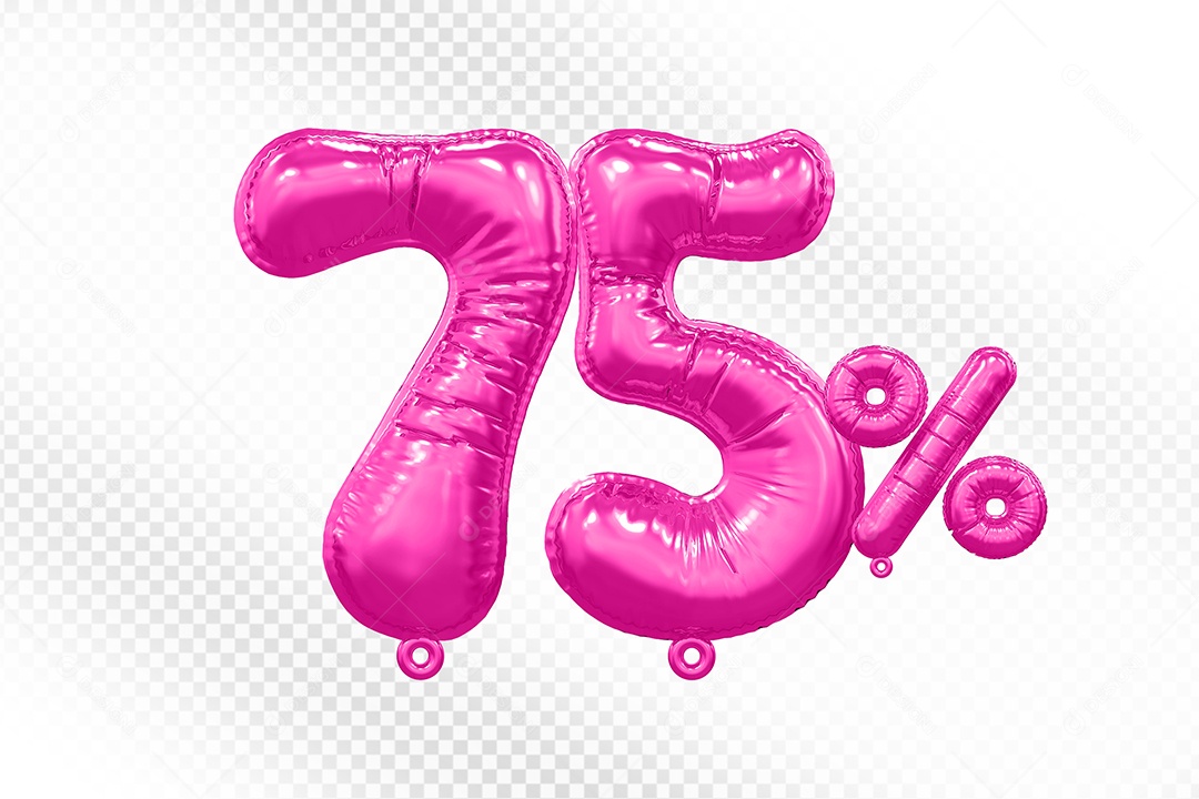 Balão Rosa 75% de Desconto Elemento 3D Para Composição PSD