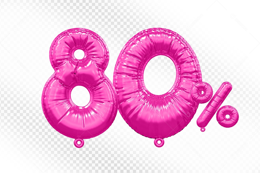Balão Rosa 80% de Desconto Elemento 3D Para Composição PSD