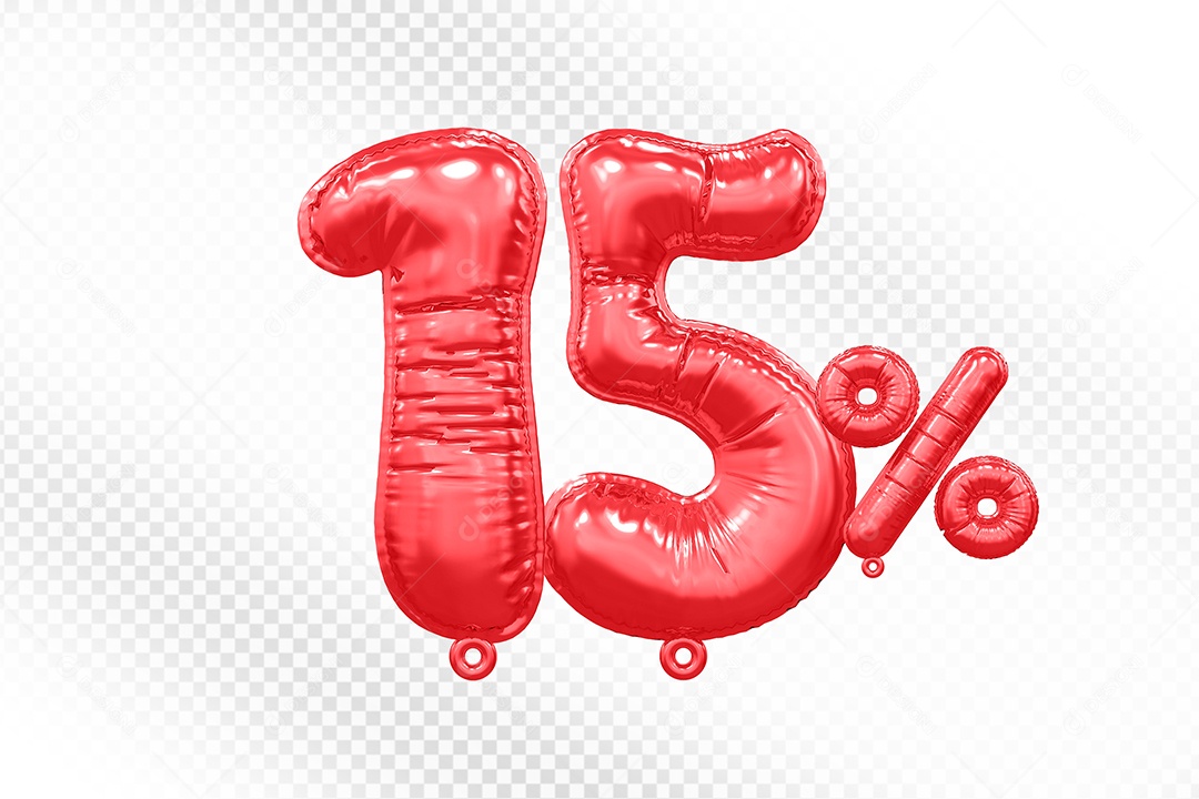Balão Vermelho 15% de Desconto Elemento 3D Para Composição PSD