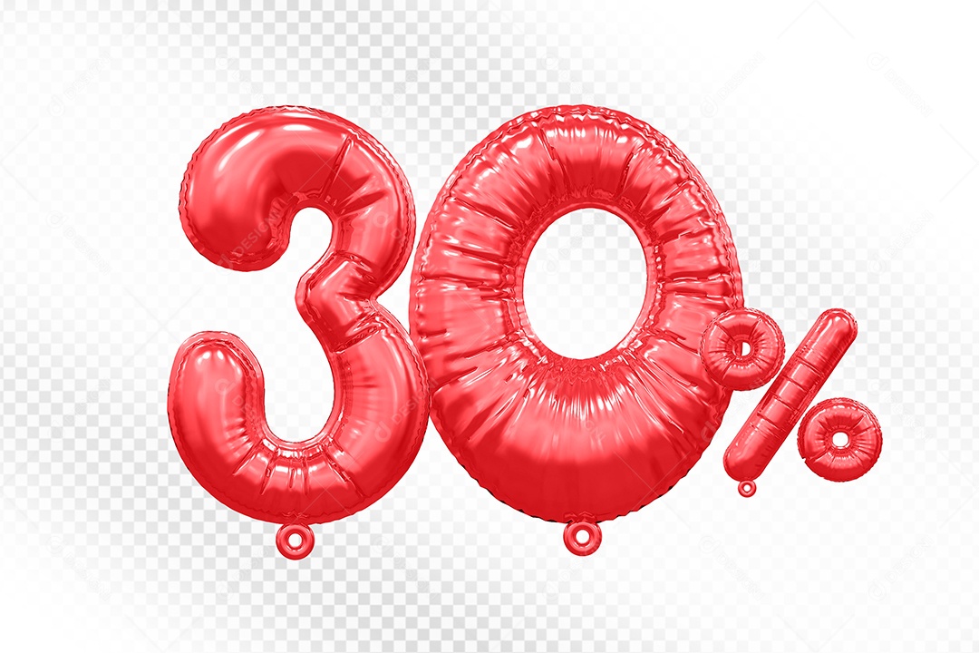 Balão Vermelho 30% de Desconto Elemento 3D Para Composição PSD