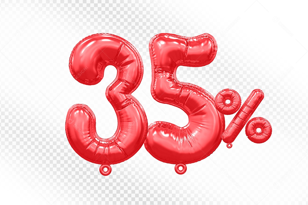 Balão Vermelho 35% de Desconto Elemento 3D Para Composição PSD