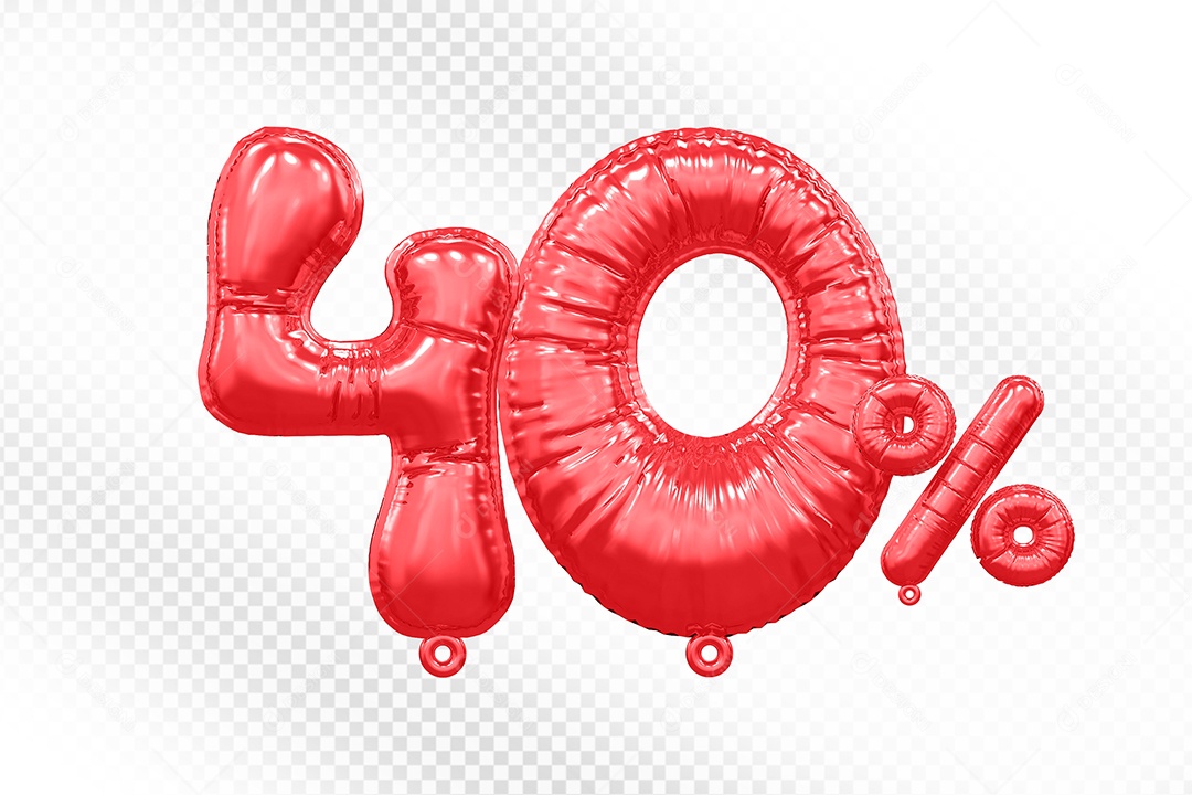 Balão Vermelho 40% de Desconto Elemento 3D Para Composição PSD