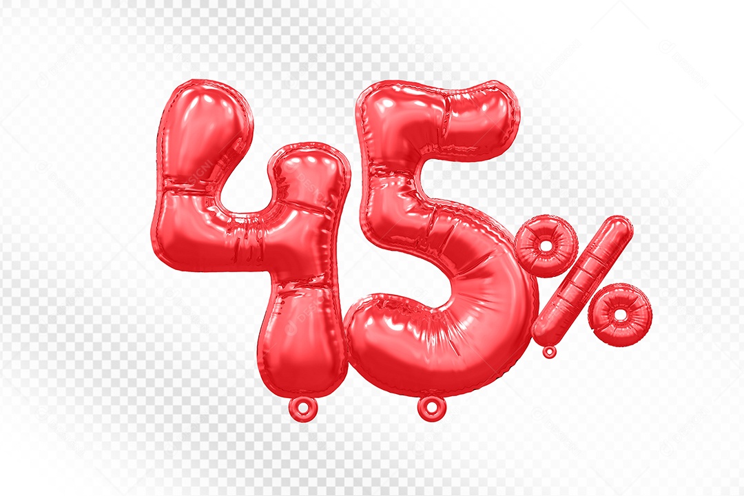 Balão Vermelho 45% de Desconto Elemento 3D Para Composição PSD
