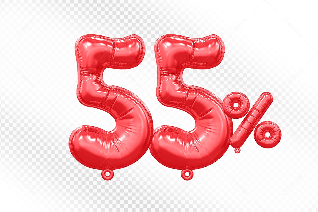 Balão Vermelho 55% de Desconto Elemento 3D Para Composição PSD