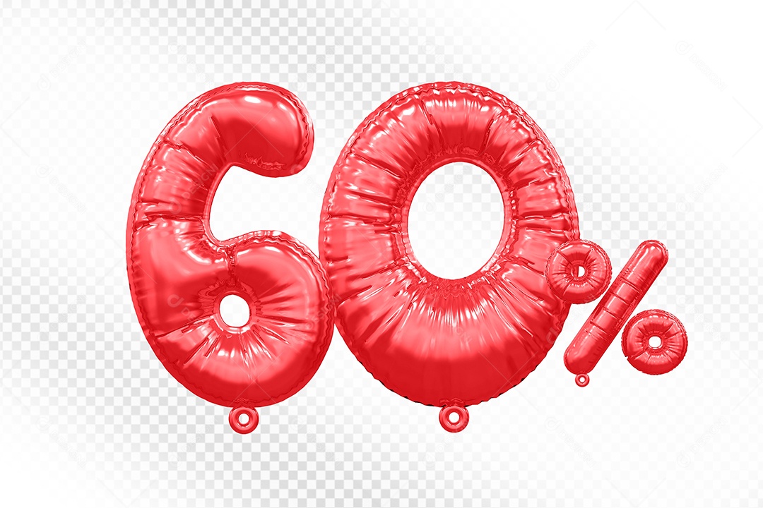 Balão Vermelho 60% de Desconto Elemento 3D Para Composição PSD