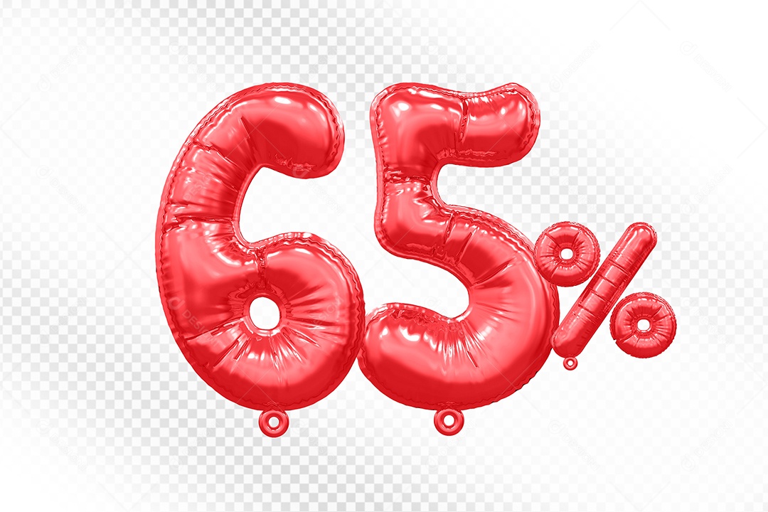 Balão Vermelho 65% de Desconto Elemento 3D Para Composição PSD
