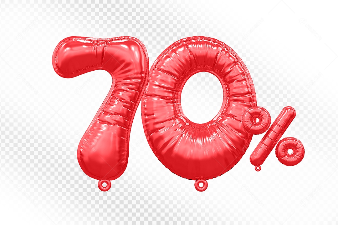 Balão Vermelho 70% de Desconto Elemento 3D Para Composição PSD