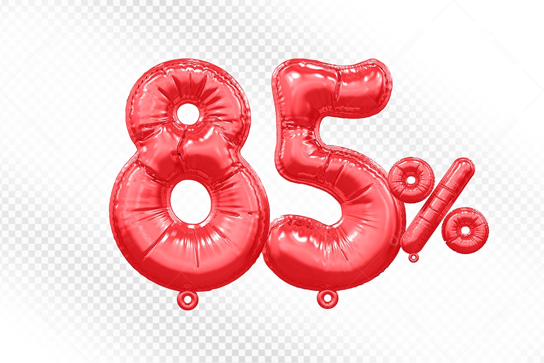 Balão Vermelho 85% de Desconto Elemento 3D Para Composição PSD