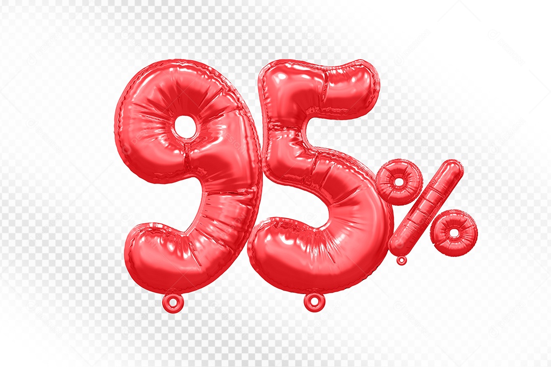 Balão Vermelho 95% de Desconto Elemento 3D Para Composição PSD