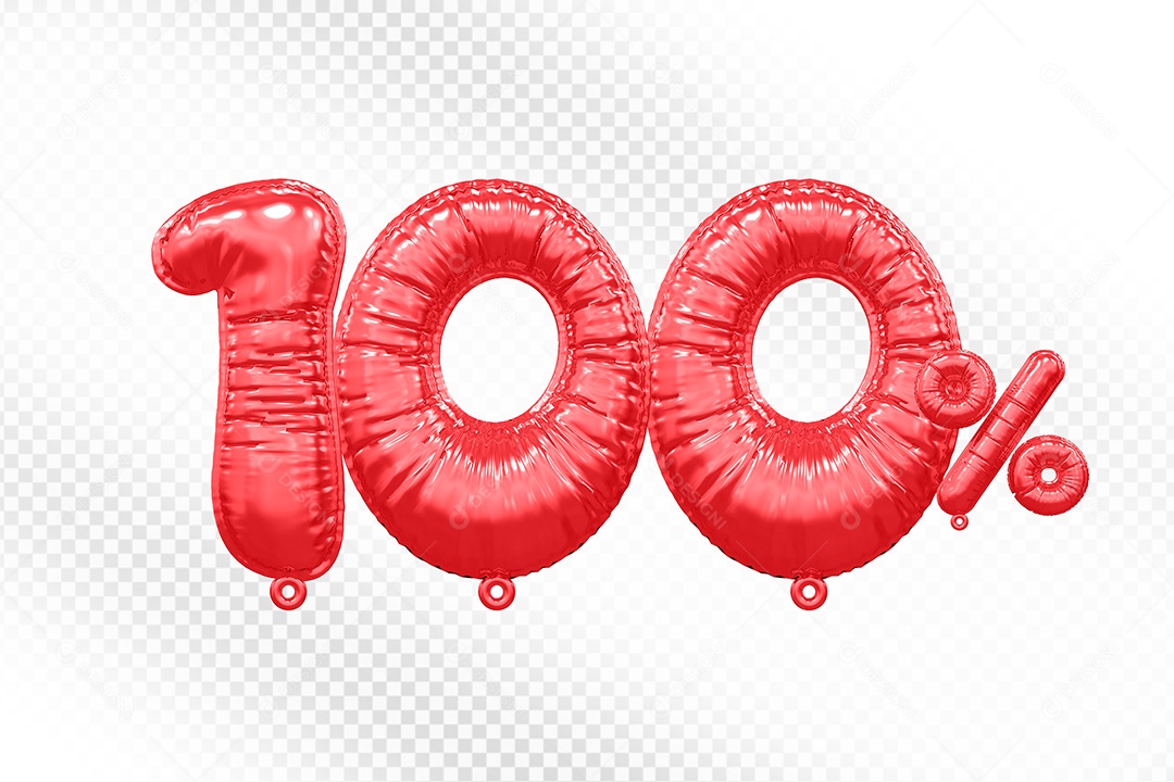 Balão Vermelho 100% de Desconto Elemento 3D Para Composição PSD