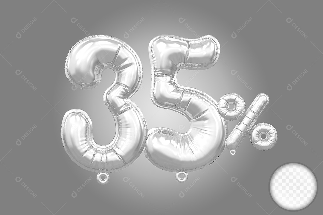 Balão Prata 35% de Desconto Elemento 3D Para Composição PSD