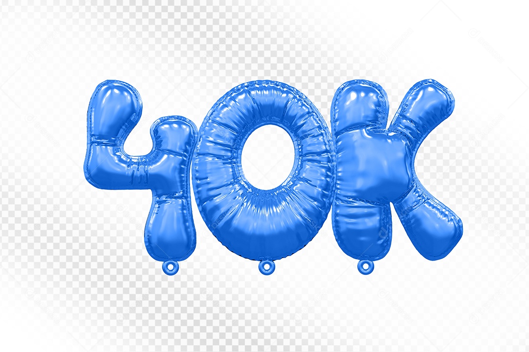 Balão de Número 40K Azul Elemento 3D Para Composição PSD