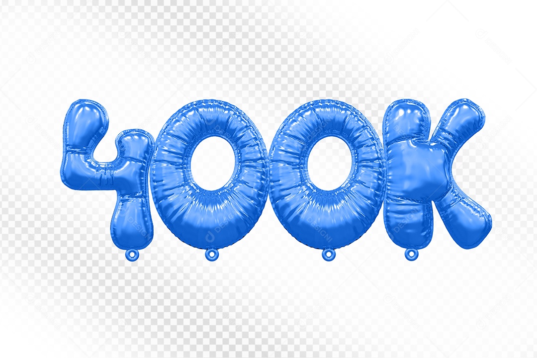 Balão de Número 400K Azul Elemento 3D Para Composição PSD