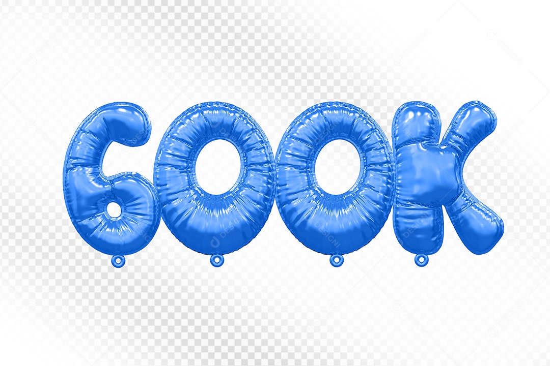 Balão de Número 600K Azul Elemento 3D Para Composição PSD
