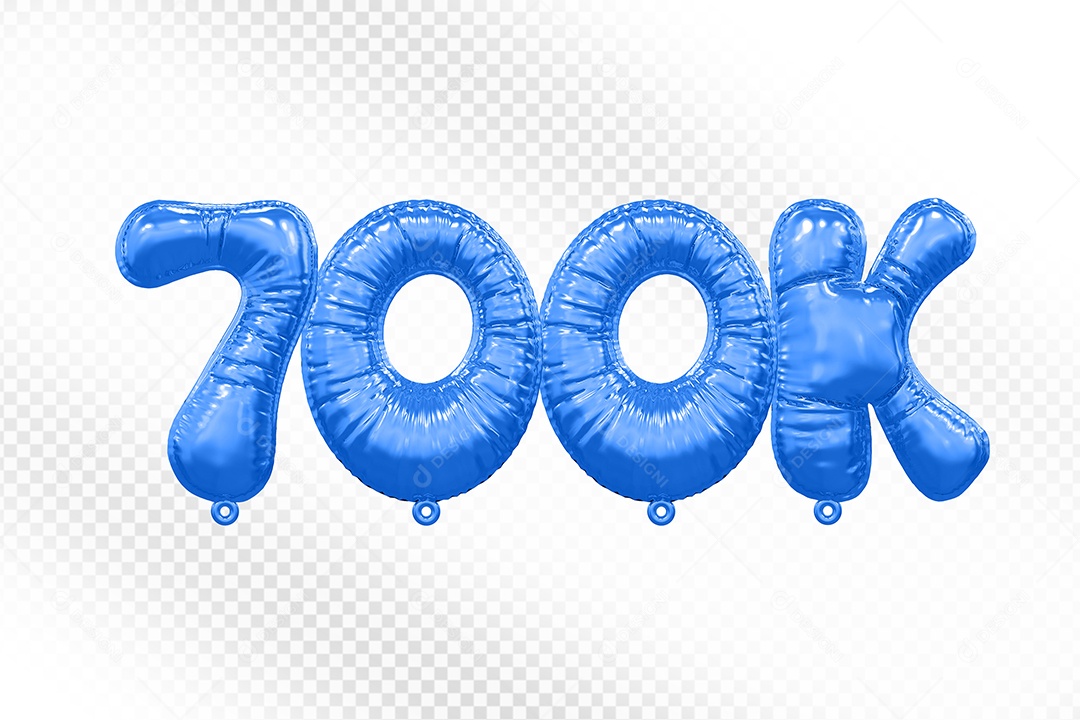 Balão de Número 700K Azul Elemento 3D Para Composição PSD