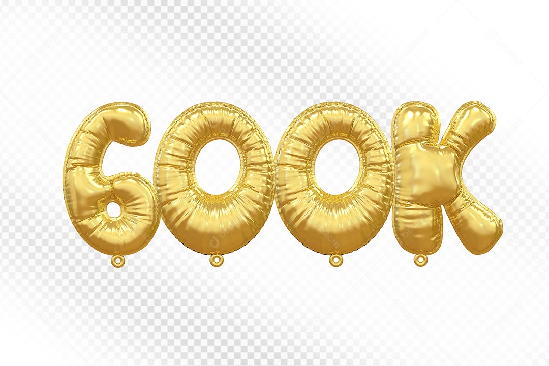Balão de Número 600K Dourado Elemento 3D Para Composição PSD