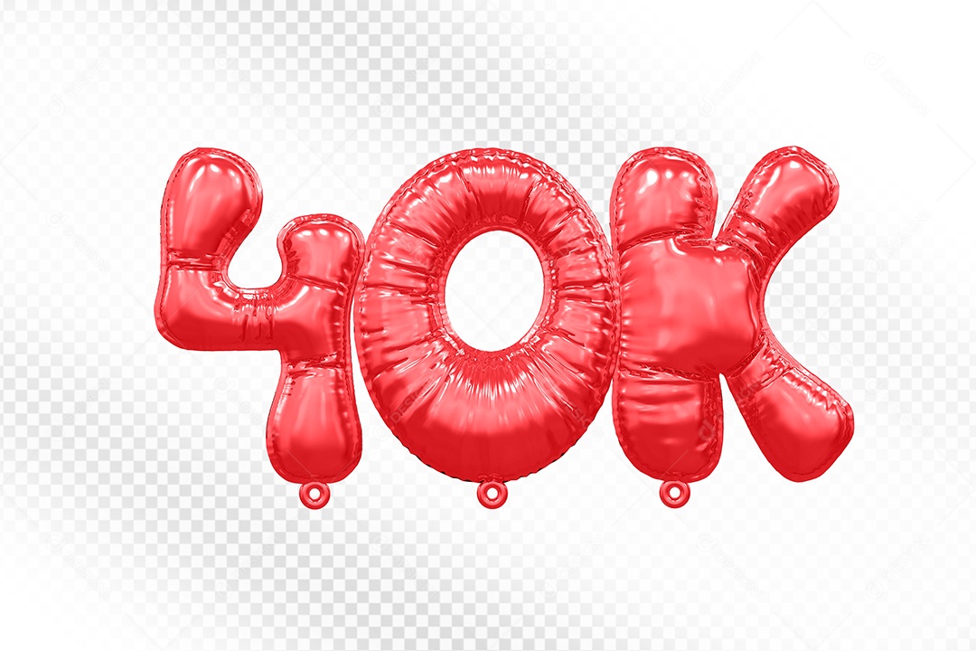 Balão de Número 40K Vermelho Elemento 3D Para Composição PSD
