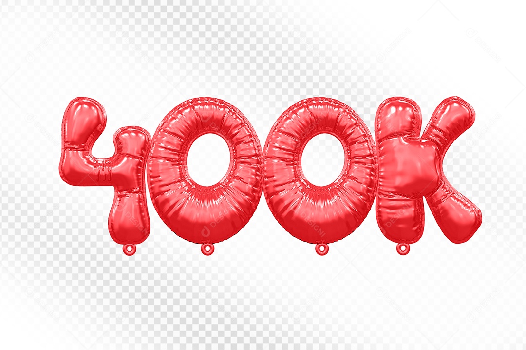 Balão de Número 400K Vermelho Elemento 3D Para Composição PSD