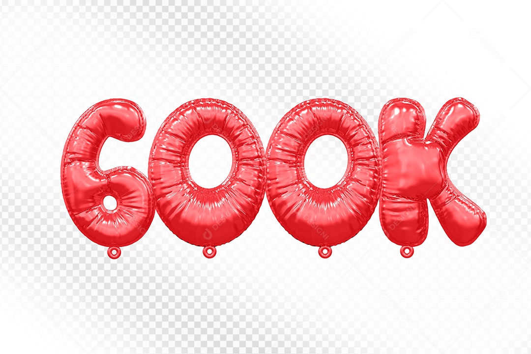 Balão de Número 600K Vermelho Elemento 3D Para Composição PSD