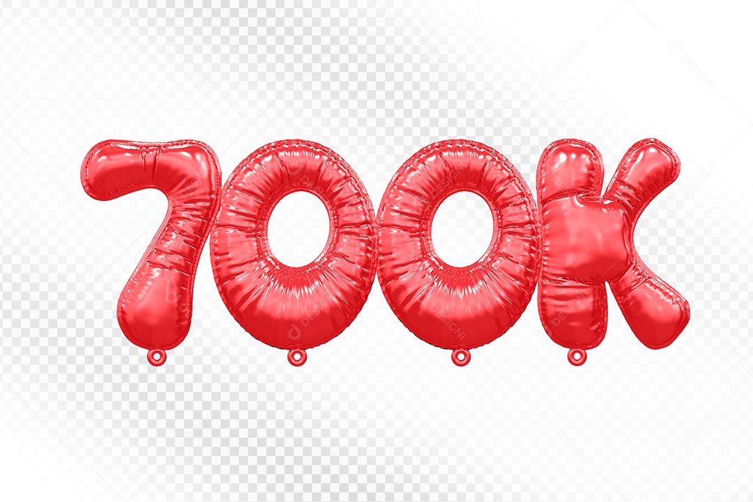 Balão de Número 700K Vermelho Elemento 3D Para Composição PSD