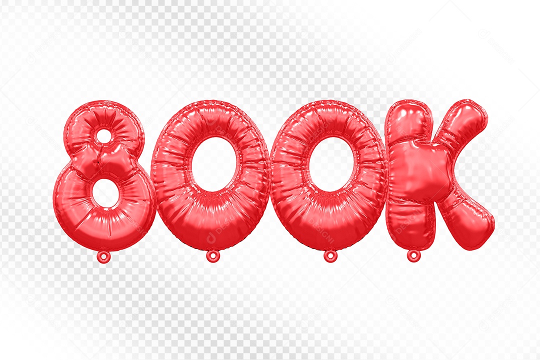 Balão de Número 800K Vermelho Elemento 3D Para Composição PSD