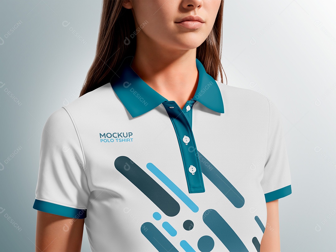 Mockup  Camiseta Polo Feminina PSD Edtável