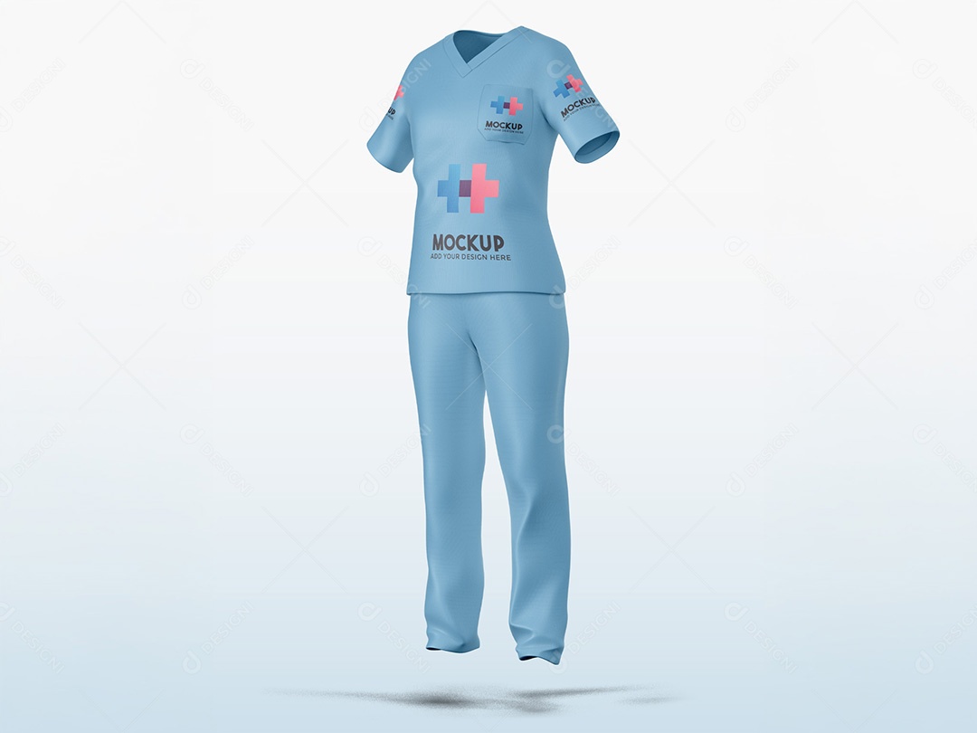 Mockup Uniforme Cirurgico Médico Vista Lateral PSD Edtável