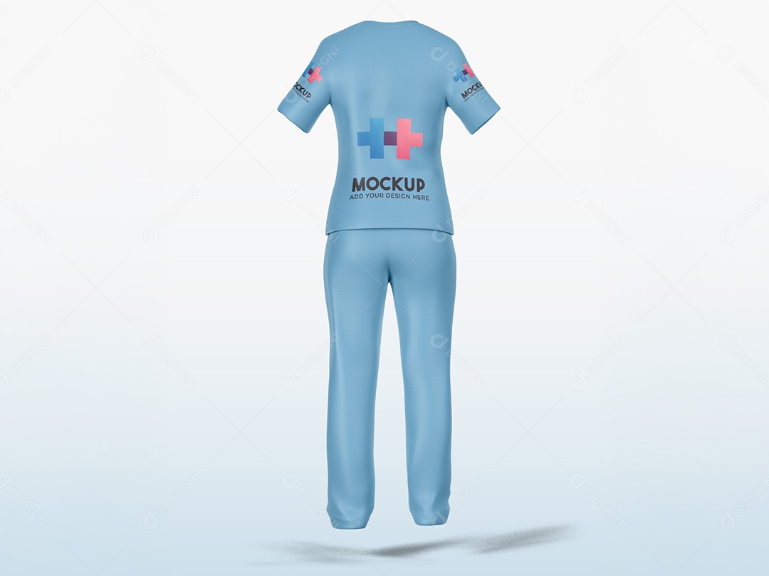 Mockup Uniforme Cirurgico Vista Traseira PSD Edtável