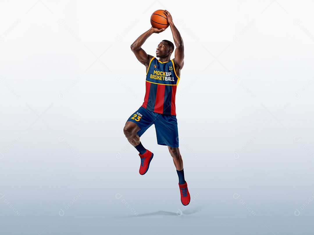 Uniforme de Basquete em Jogador pulando PSD Editável