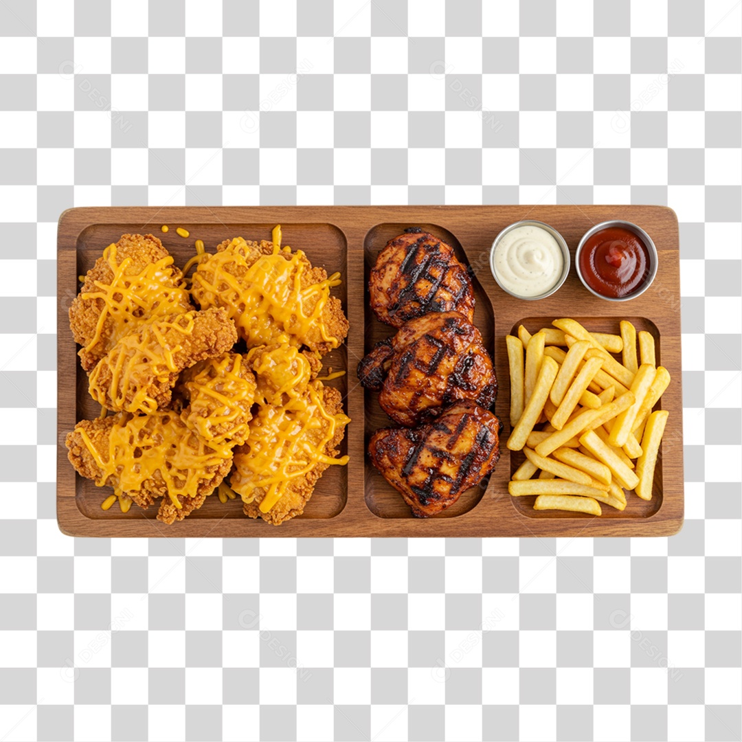 Porção de Batatas Fritas Frango PNG Transparente