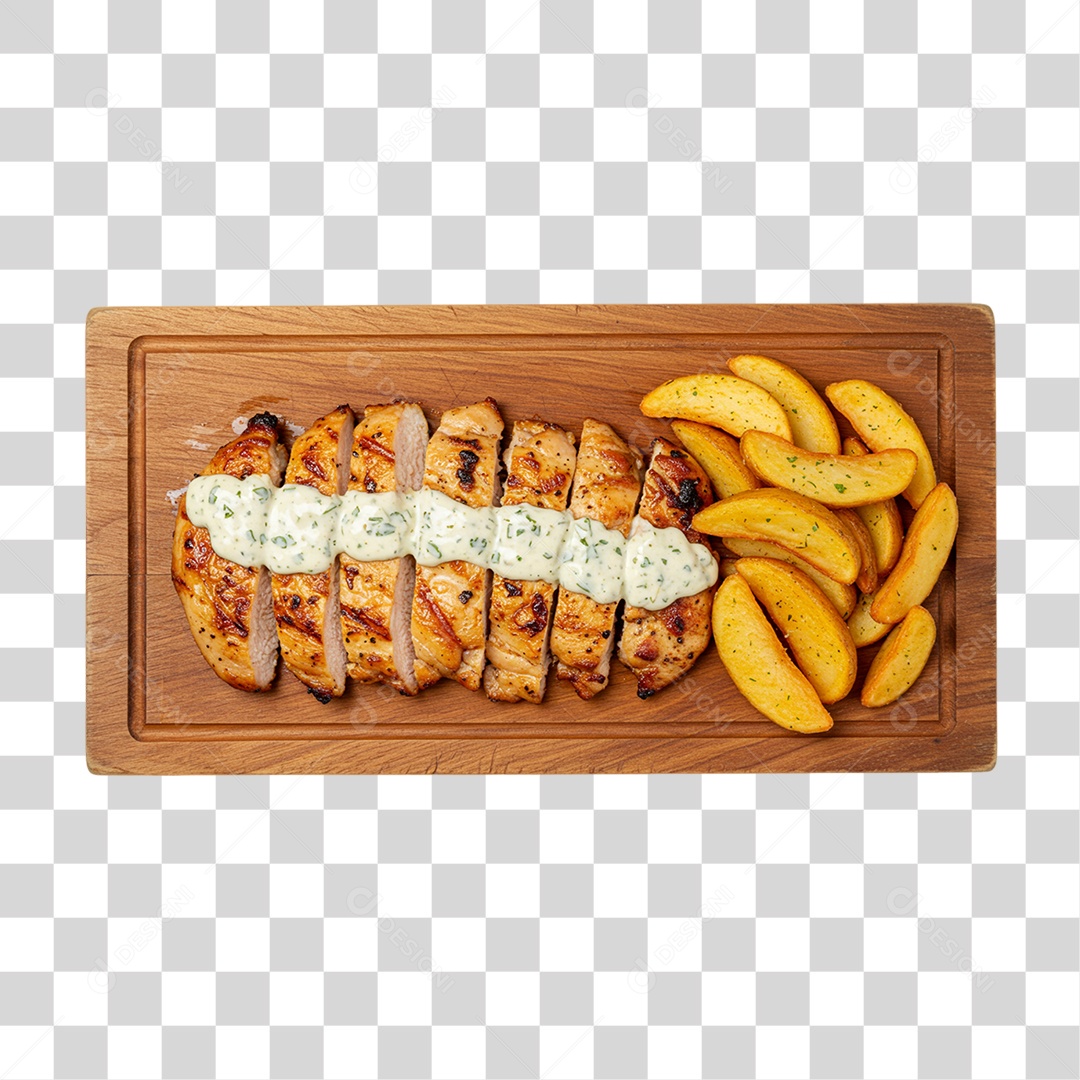 Porção de Batatas Fritas Frango PNG Transparente