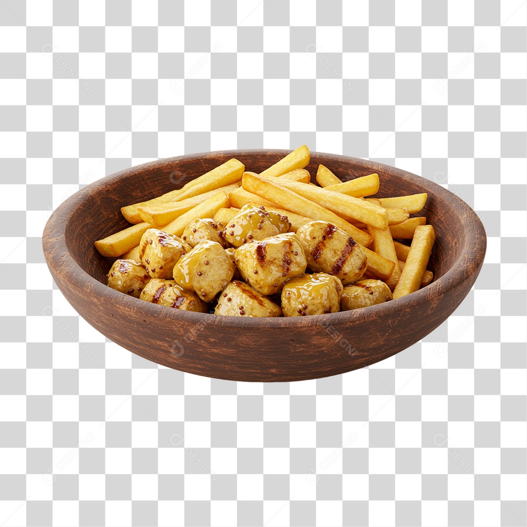 Porção de Batatas Fritas Frango PNG Transparente