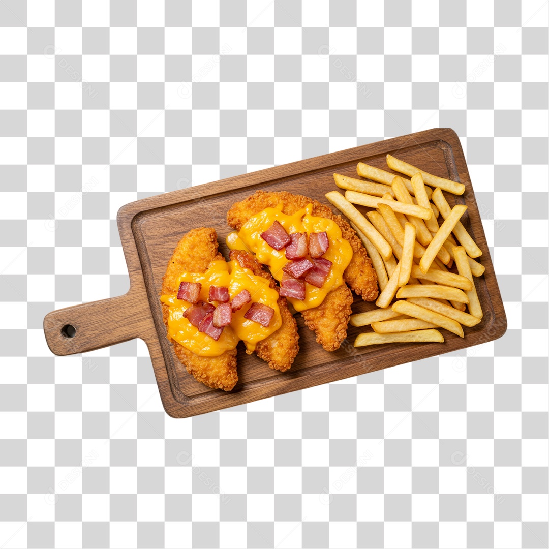 Porção de Batatas Fritas Frango PNG Transparente