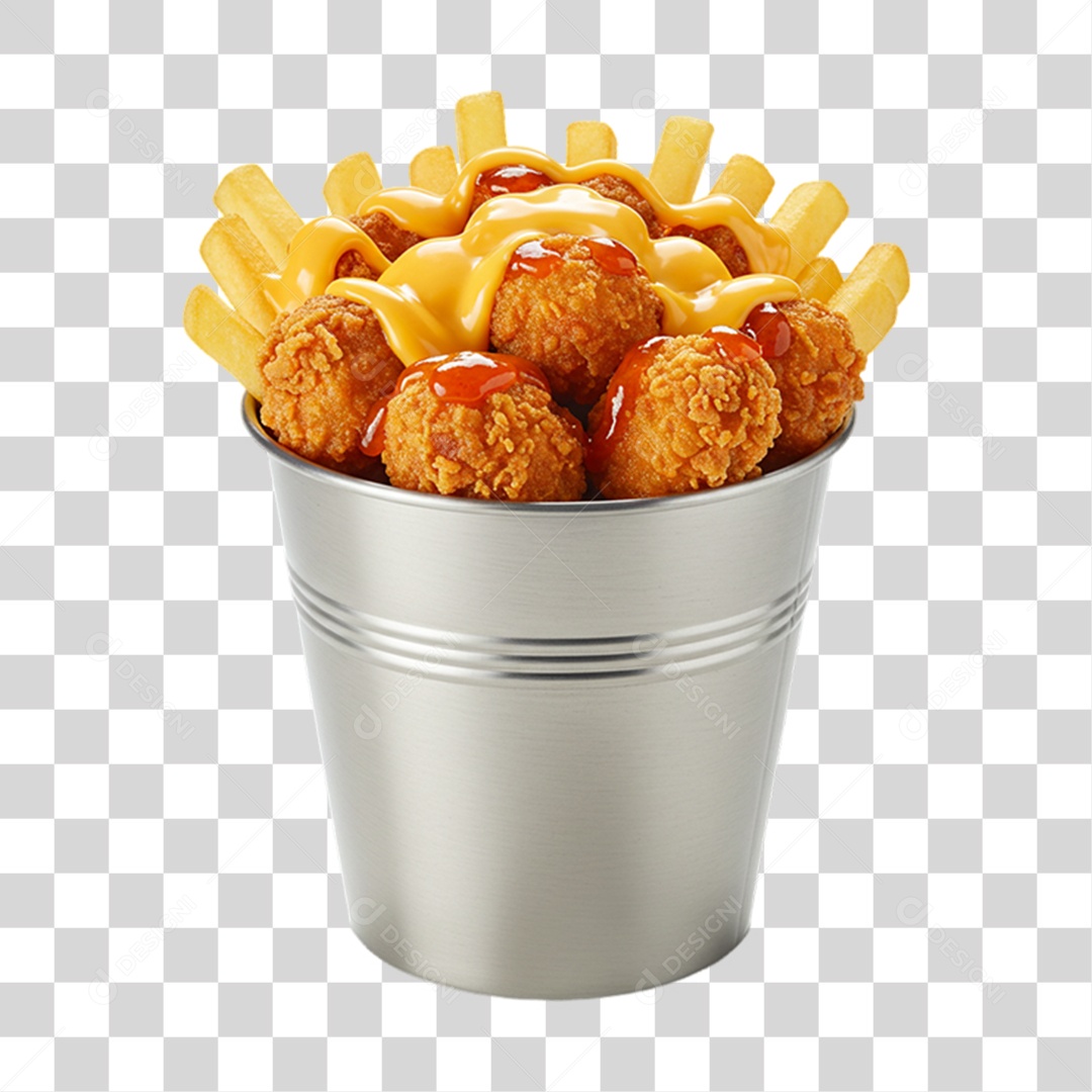 Porção de Batatas Fritas Frango PNG Transparente