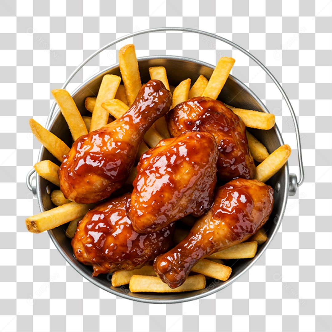 Porção de Batatas Fritas Frango PNG Transparente