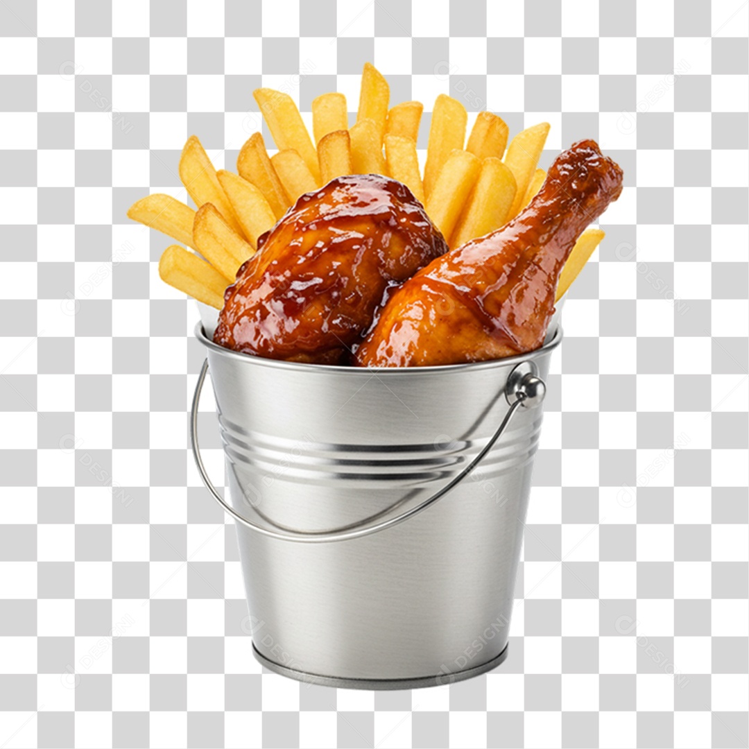 Porção de Batatas Fritas Frango PNG Transparente