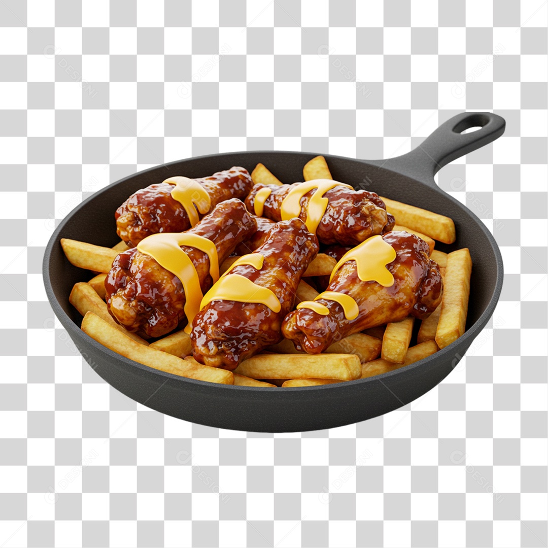 Porção de Batatas Fritas Frango PNG Transparente