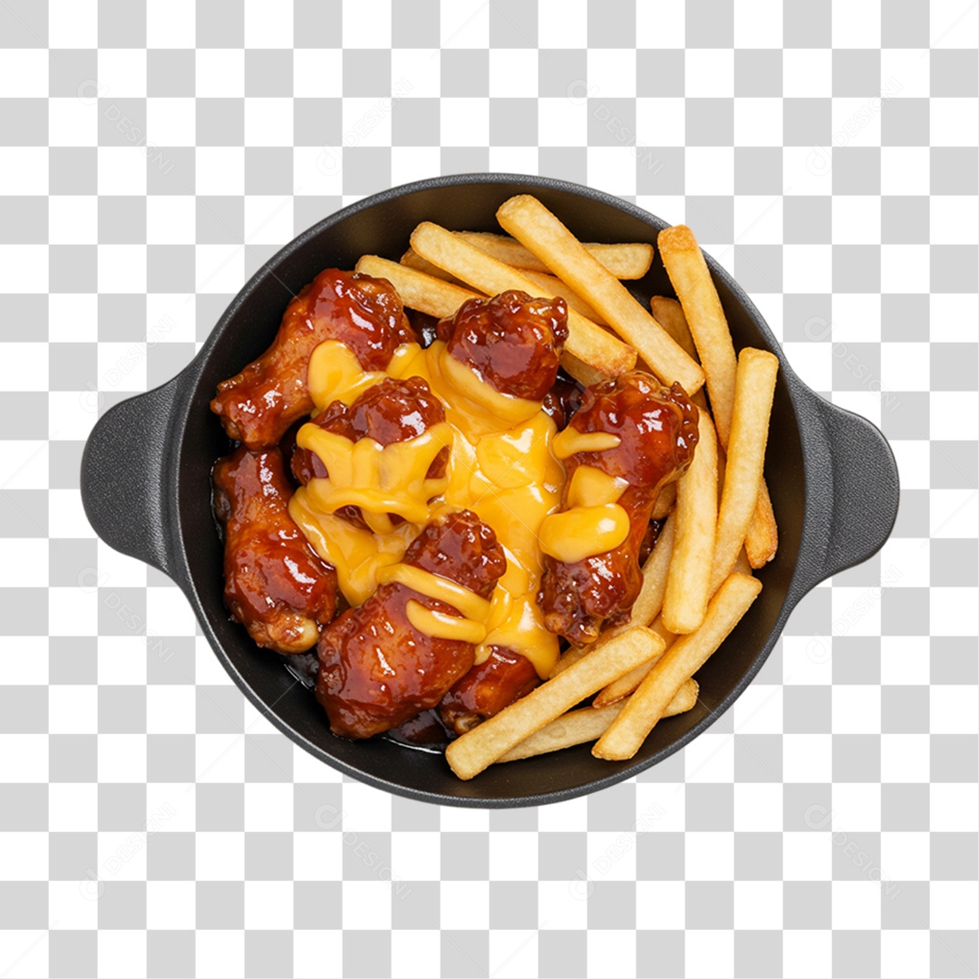 Porção de Batatas Fritas Frango PNG Transparente