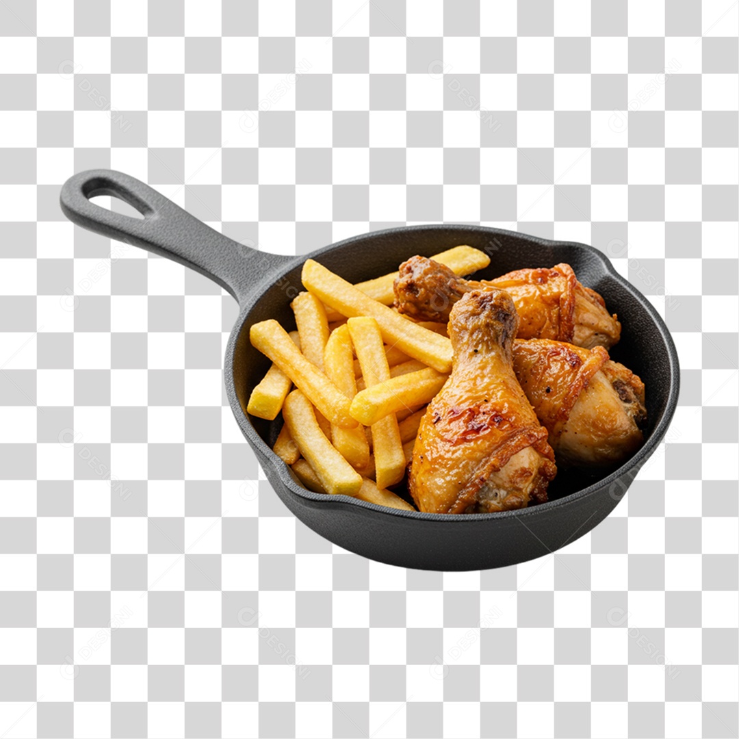 Porção de Batatas Fritas Frango PNG Transparente