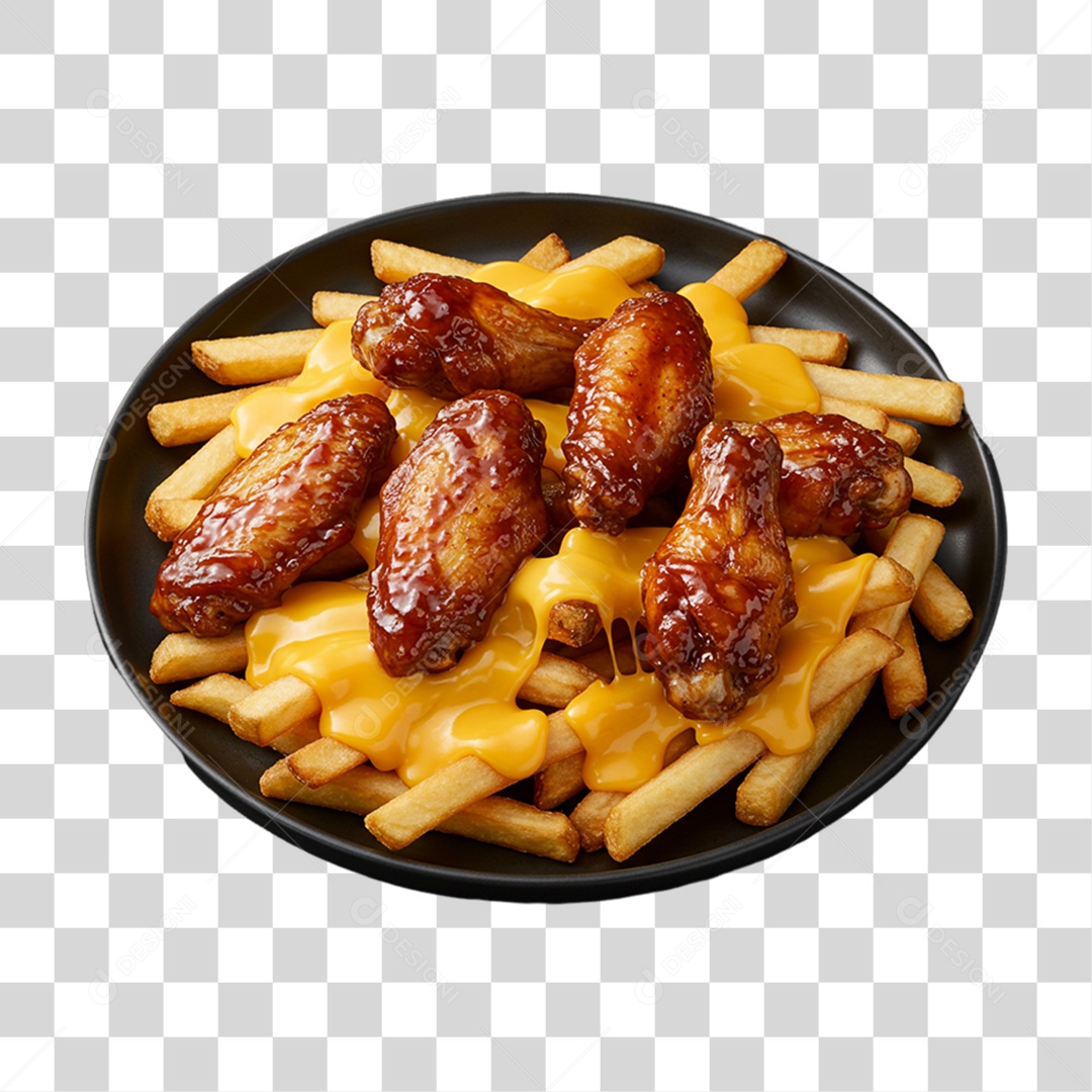 Porção de Batatas Fritas Frango PNG Transparente