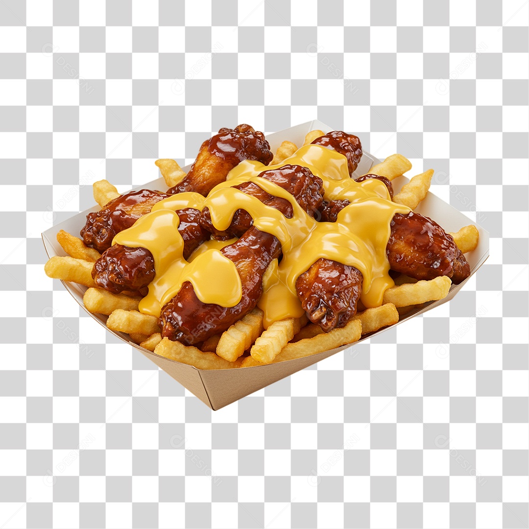 Porção de Batatas Fritas Frango PNG Transparente
