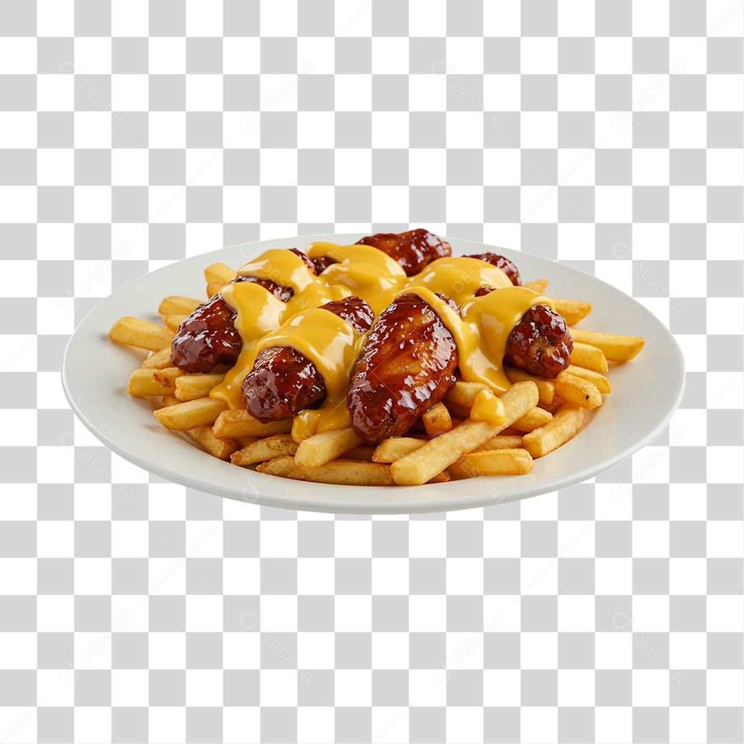 Porção de Batatas Fritas Frango PNG Transparente